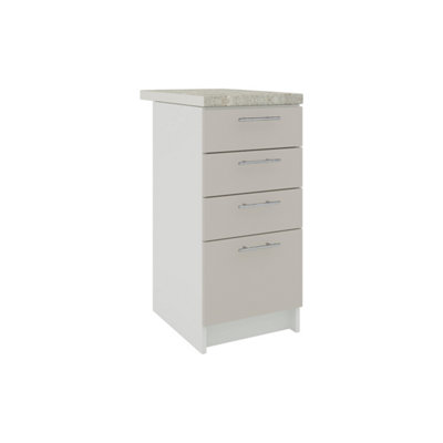 B&Q -  Kitchen Base Drawer Unit 400mm Cabinet With Fronts 40Cm Cashmere Matt With Worktop
