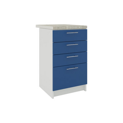 B&Q -  Kitchen Base Drawer Unit 500mm Cabinet With Fronts 50Cm Navy Matt With Worktop