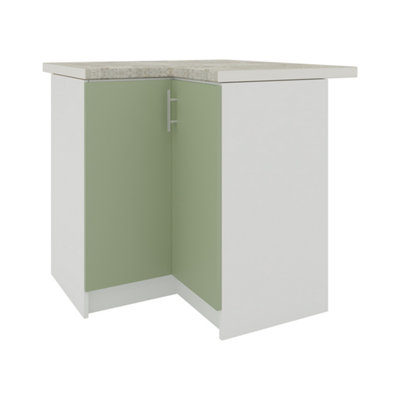 Jd Greta Kitchen Base Corner Unit 800mm Cabinet With Doors 80Cm Sage Green Matt With Worktop