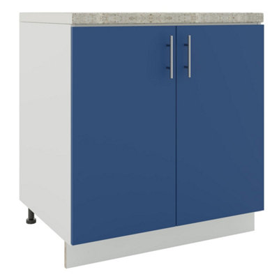 Jd Greta Adjustable Legs Kitchen Sink Unit 800mm Cabinet With DoorsNavy Blue Matt With Worktop