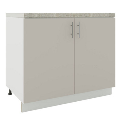 Jd Greta Adjustable Legs Kitchen Sink Unit 1000mm Cabinet With DoorsCashmere Matt With Worktop from B&Q