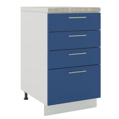 B&Q -  Adjustable Legs Kitchen Drawer Unit 500mm Storage Cabinet With Door Shelf 50CmNavy Blue Matt With Worktop