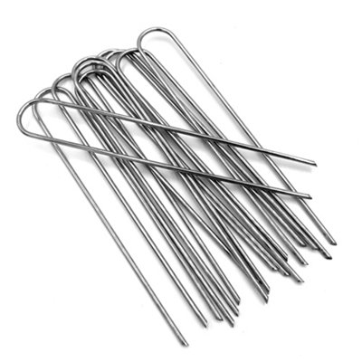 B&Q -  Weed Control Fabric Membrane PinsPlant Frost Fleece Garden Netting Landscaping Ground Pegs 20Cm LPk 100