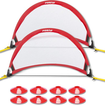 GardenSkill Pop Up Football Net Soccer Goal 121X81Cm / 4FtSet Of 2Portable Garden Park Target Practice Training Posts With 8 Field Cones from B&Q
