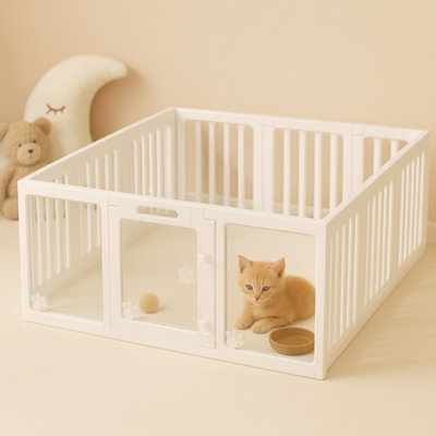 GardenSkill Large Pet Playpen & Puppy Pen For IndoorsSecure Extendable Rabbit Run & Kitten Enclosure With Locking Gate And Windows12 Panel from B&Q