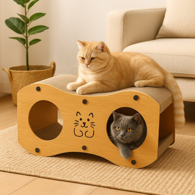 GardenSkill Cat Scratcher HouseBed And Hideaway3 In 1 Kitten Cave Lounger With Corrugated Cardboard Scratching Board For Healthy Claws from B&Q