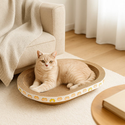 GardenSkill Cat Scratcher Bed & Kitten LoungerDurable Corrugated Cardboard Scratch Pad For PetsFor Furniture Protection & Healthy Claws from B&Q