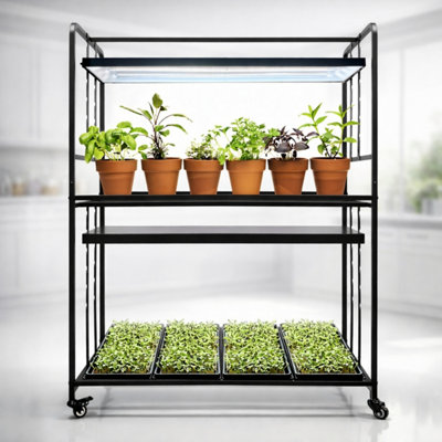 GardenSkill Indoor Growing System With Led Grow Lights 1.5M H144W 2 Tier Adjustable Plant Stand For Herbs Salad Seedlings Tomatoes Chillies from B&Q