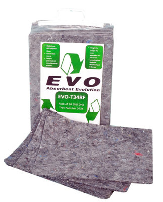 EVO Recycled 20 Evo Natural Fibre Absorbent Pads31X39CmEco-Friendly For HydraulicsOilsFuelsCompatible With Evo-T34 Tray from B&Q