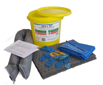 Serpro spill management 10L General Purpose Spill Kit With Bright Yellow Clip Seal TubHandle & Tamper TagQuick Spill Response & Safety Compliance Sol from B&Q