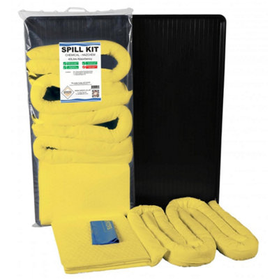 Serpro spill management 40 Litre Universal Spill Kit With Absorbent SocksPadsDrip TrayEmergency Response For OilsChemicalsHazardous Liquids from B&Q