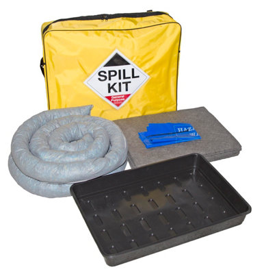Serpro spill management 50 Litre General Purpose Spill Kit With Yellow Shoulder Bag & Drip TrayFor OilCoolantWater & Solvents from B&Q