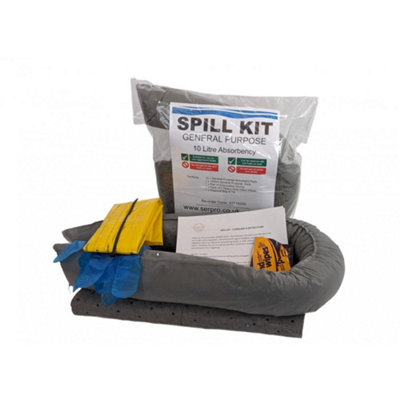 Serpro spill management 10 Litre General Purpose Compact Spill Kit With PadsSockGlovesAnd Bag For OilCoolantWaterAnd Chemical Spills from B&Q