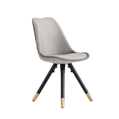 B&Q -  Single Dark Grey Sofia Ergonomic Modern Dining Chair Upholstered In VelvetMetal Legs With Gold End Tips
