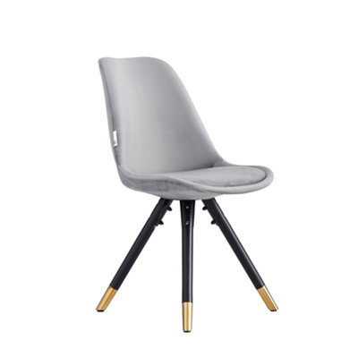 B&Q -  Single Light Grey Sofia Ergonomic Modern Dining Chair Upholstered In VelvetMetal Legs With Gold End Tips