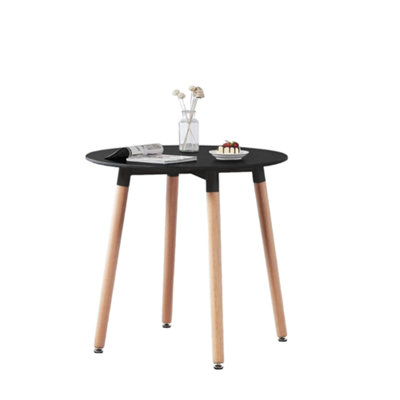 Life Interiors 80 CM Round Wooden Dining Table Small Kitchen Table in Black - Image 8