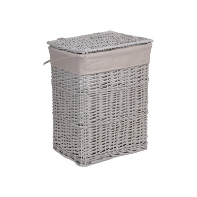 Grey Paint Laundry Wicker Basket Cotton Lining With Lid from B&Q