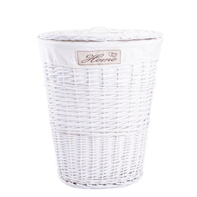Wickerfield Wicker Oval Laundry Basket Bathroom Basket With Liner And Lid -White Finish from B&Q