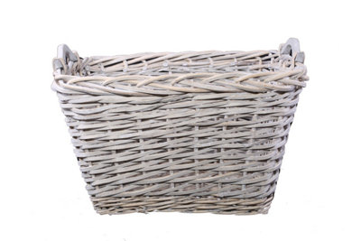 Wickerfield Grey Heavy Duty Fireside Log Basket Blanket Basket Bedroom Storage Basket-Rectangle from B&Q