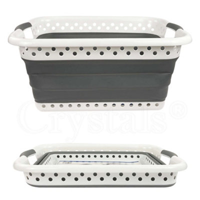 Crystals 67L Folding Collapsible Laundry Basket Cloth Washing Space Saving Pop Up Bin
