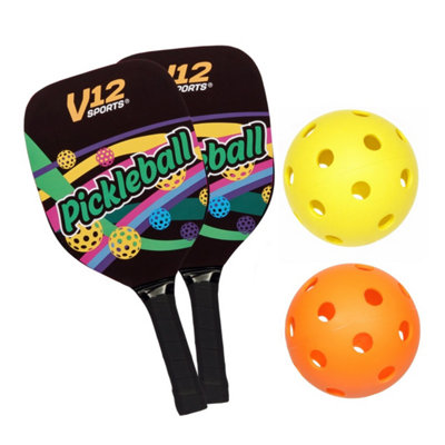 Pickleball Garden Game Set Sports 2 Wooden Bats 2 Balls Outdoor Family Fun - Image 3