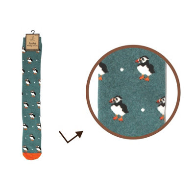 Bartleby Ladies Welly Socks - Puffin Print Size 4