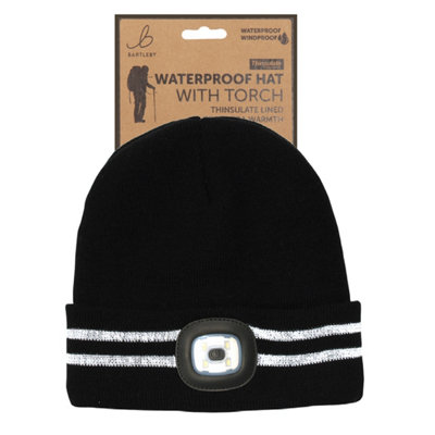Bartleby Waterproof Windproof Reflective Beanie Hat With Torch Light from B&Q