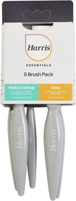 Harris Essentials Walls And Ceilings Emulsion & Gloss Paint Brush Pack Of 5