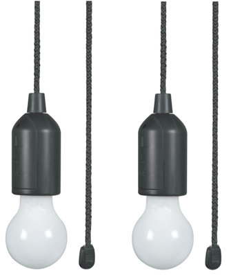 LYYT 2 Portable Led Pull Light With Adjustable Cord 60 Lumens Cool White Battery-Powered 3 Aaa Batteries Not Included from B&Q