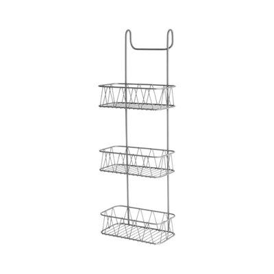 Blue Canyon Grey 3 Tier Over Shower Screen Caddy Rust Resistant Hanging Bathroom Storage Rack from B&Q