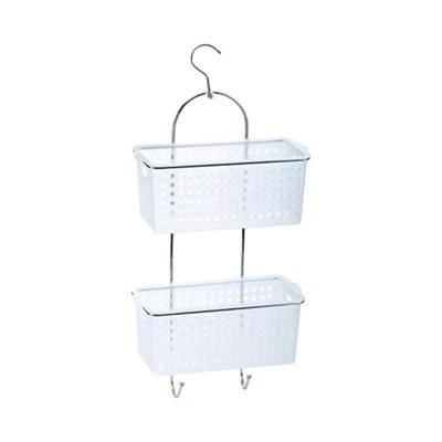 Blue Canyon 2 Tier Hanging Shower Caddy Plastic Basket Rust-Resistant No-Drill Bathroom Shelf Organizer from B&Q