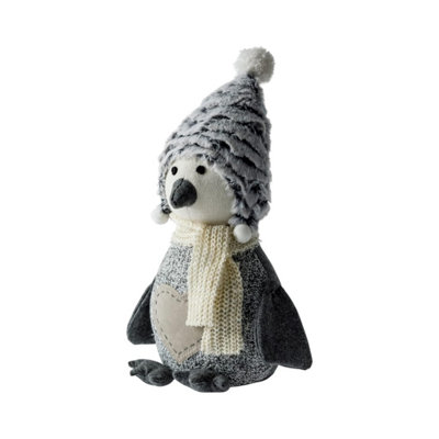 Blue Canyon Snowy Penguin Fabric Door Stopper Grey Sand Filled 1Kg Decorative Polyester Door Stop For Home Or Office from B&Q