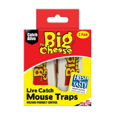 STV The Big Cheese Live Catch Mouse Trap Reusable Pre Baited Catch And Release Twin Pack from B&Q