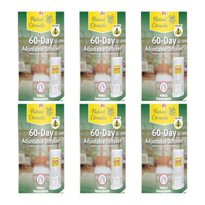 B&Q -  60 Day Citronella Diffuser Adjustable Release Portable Insect Repellent Air Freshener Indoor Outdoor 40M3 Travel Pack Of 6