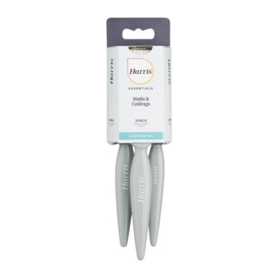 B&Q -  Essentials Walls & Ceilings Paint Brush Set 3 Pack Grey For Emulsion Paint