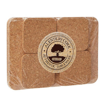 Apollo Cork Placemat & Coaster Set Of 4 Square Heat Resistant Eco-Friendly Biodegradable Durable Stylish Table Protection from B&Q