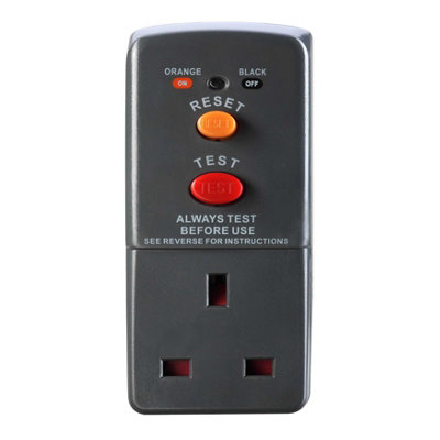 Masterplug Rcd Safety Trip Plug In Adapter 13A Uk Socket Circuit Breaker Power Protection Switch Ip20 Grey For Home Garden from B&Q