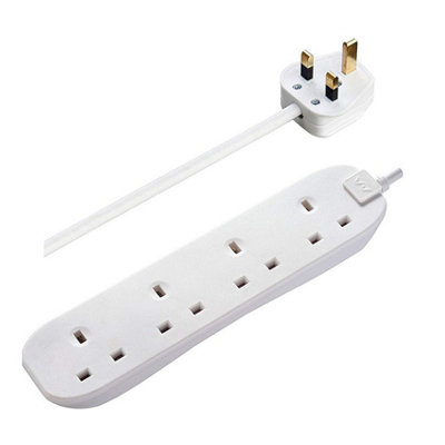Masterplug 4 Socket Extension Lead 2 Metre Cable Power Strip White 5060930794993 - Image 3