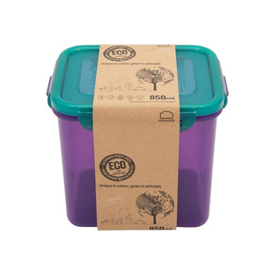B&Q -  Square Food Storage Container Airtight Lid Bpa Free Leak Proof Dishwasher Safe Kitchen Plastic Box 850Ml