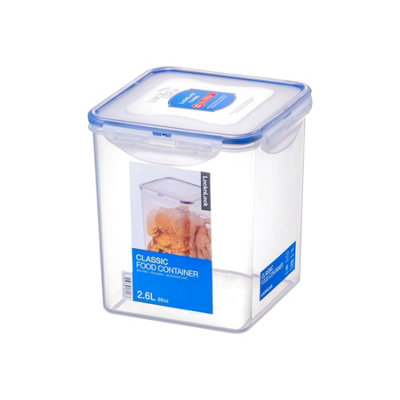 B&Q -  Square Food Storage Container Airtight Leak Proof Bpa Free Plastic Transparent Kitchen Box 2.6L