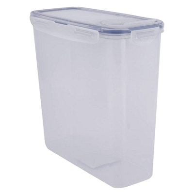 B&Q -  Airtight Cereal Storage Container Lockable Lid Bpa Free Food Storage Box Clear Plastic Dispenser 3.4L
