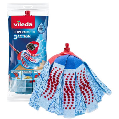 Vileda Supermocio 3 Action Microfibre Mop Refill Head - Image 3