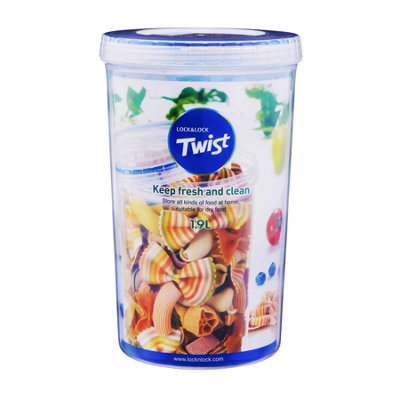 B&Q -  Round Food Storage Container Airtight Twist Lid Bpa Free 1.9L