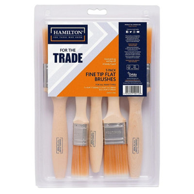 Hamilton Fine Tip Flat Paint Brushes Decorating Set 5 Pack 5060930796973 - Image 3