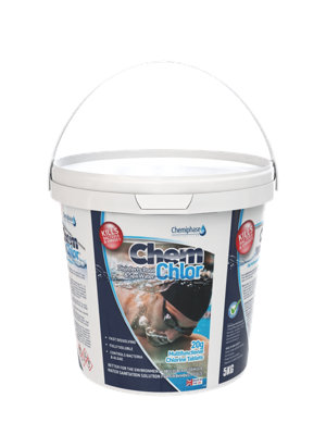 Chemiphase 5Kg Multifunctional Chlorine Tablets 20GSwimming PoolHot TubSpa Chlorine from B&Q