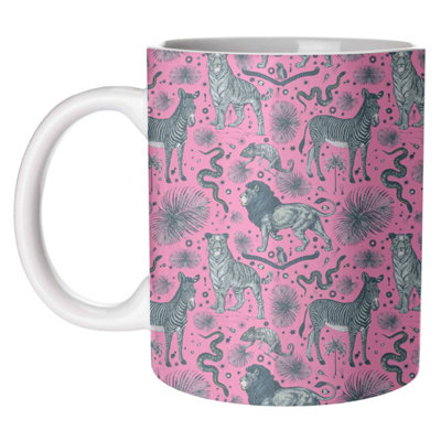 Art Wow Wallace Elizabeth Exotic Jungle Animal Print Bright Pink Ceramic Mug from B&Q
