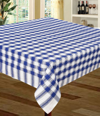 Just So Home Seersucker Napkins 100% Cotton Check Kitchen Dining Outdoor (18" 45Cm Pack Of 4 Royal)