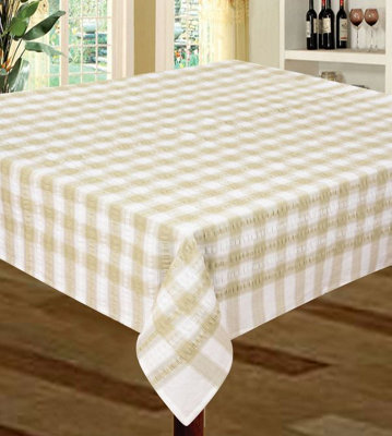 Just So Home Seersucker Napkins 100% Cotton Check Kitchen Dining Outdoor (18" 45Cm Pack Of 4 Natural)