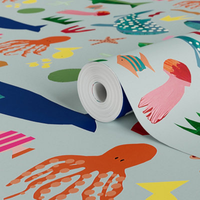Lick Multicolour Marine 01 Textured Wallpaper from B&Q