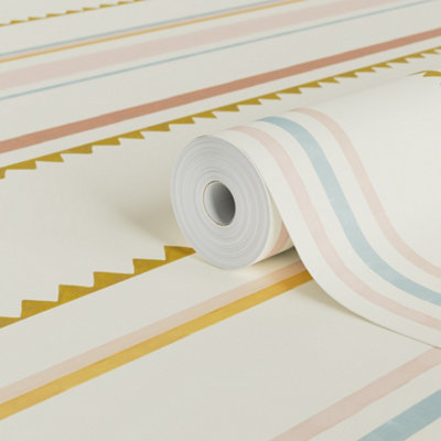 Lick Multicolour Zig Zag 02 Textured Wallpaper from B&Q